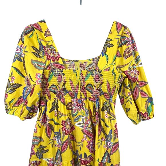 Johny Was Jade Mladen Midi Yellow Floral Sundress Medium - Picture 4 of 13